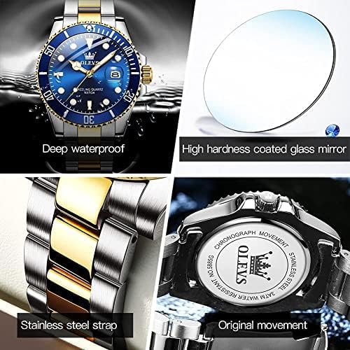 OLEVS Watches for Men,Classic Luxury Big Face Men Watches, Silver Dress Stainless Steel Men Wrist Watch with Luminous Analog Relojes para Hombres