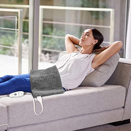 Pure Enrichment PureRelief Deluxe Heating Pad (12" x 24"), Full Body Therapy Pad with 4 InstaHeat Settings, Soft Machine-Washable Microplush Fabric and 2-Hour Auto Safety Shut-Off (Sea Glass)