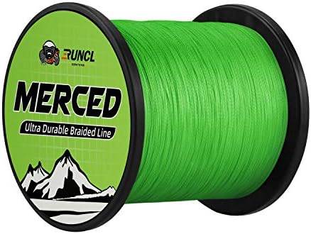 RUNCL Braided Fishing Line Merced, 1000 500 300 Yards Braided Line 4 8 Strands, 6-200LB - Proprietary Weaving Tech, Thin-Coating Tech