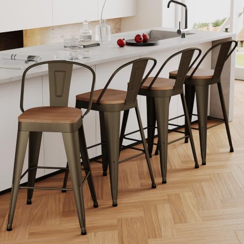 Aklaus Metal Bar Stools Set of 4