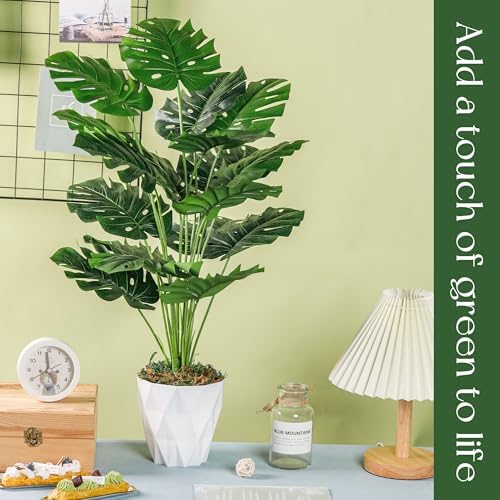 Toopify 19" Artificial Monstera Plant, Fake Plants for Indoor Outdoor Decor