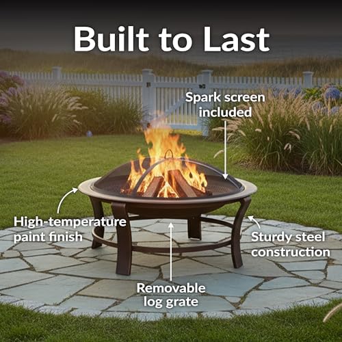 Sunnydaze 29-Inch Elevated Wood-Burning Fire Pit Bowl with Stand