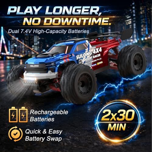Tigora RC Cars 45 KPH, 4WD Offroad RC Truck for Adults & Teens, All Terrain Fast Remote Control Car with 2 Batteries, 60 Mins Playtime