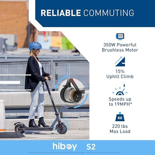 Hiboy S2 Electric Scooter - 8.5" Solid Tires - Up to 17 Miles Long-Range