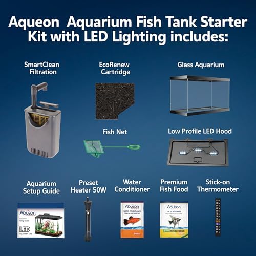 Aqueon Aquarium Fish Tank Starter Kit with LED Lighting 10 Gallon Fish Tank