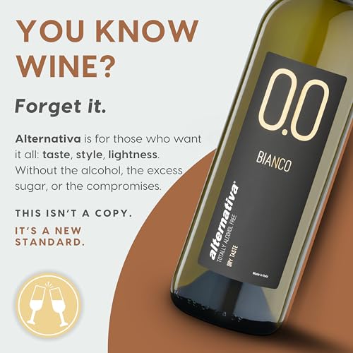 Princess Alternativa Bianco Dry Dealcoholized 0.0% Non-Alcoholic White Wine From Italy 750ml, Low Sugar, Low Calories (1 Bottle)…