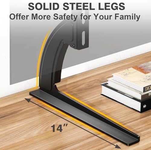 TAVR Universal Table Top TV Stand for 27-65 inch TVs Holds up to 88 lbs | Height Adjustable TV Legs, Strong TV Base, Max VESA 800x500mm, Black