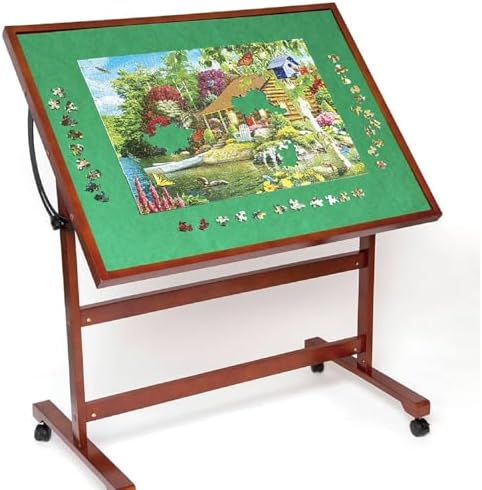 Bits and Pieces Puzzle Table Portable Puzzle Board - Adjustable Rotating Puzzle Table with Wheels and Cover