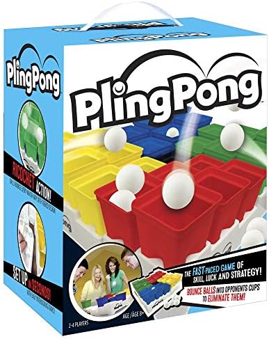 Buffalo Games PlingPong Plinko Bounce Board, 2-4 Players, Family Game Night | Team Play & Speed Rounds, 25 Cups, 9 Balls, 4 Trays & Instructions