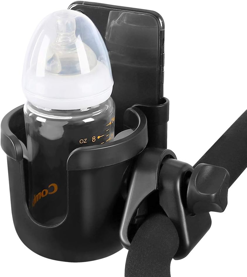 Accmor Stroller Cup Holder with Phone Holder, Bike Cup Holder, Universal Cup Holder for Uppababy Nuna Strollers, 2-in-1 Drinks Holder for Walker