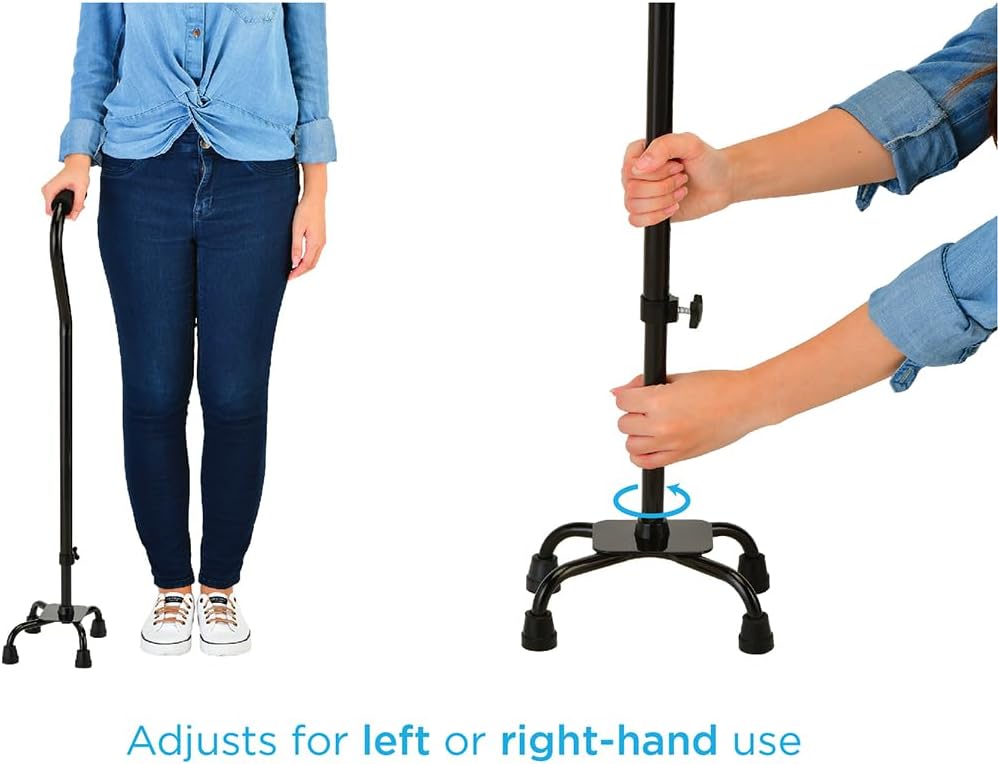 NOVA Designer Quad Cane, Lightweight Four Legged Cane with Soft Grip Handle, Height (for Users 4’11” - 6’4”) & Left or Right Adjustable, Butterflies Design
