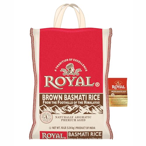 Royal Brown Basmati Rice - Authentic Long Grain Rice - 10 lb Bag | Perfect for Biryanis, Pilafs & Curries - Cook in Microwave or on Stove Top