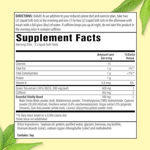 Applied Nutrition Green Tea Fat Burner Weight Loss 90 Softgels Pack of 2 | Supports Weight Management for Women and Men | Metabolism Support | 2 X 90 Liquid Soft-Gels