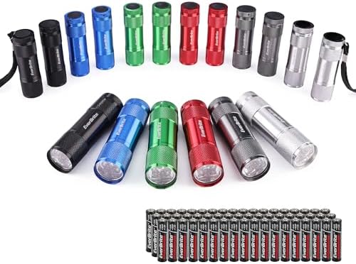 EverBrite 18-Pack Mini LED Flashlight Set,Portable Compact | Ideal for Hurricane Supplies Camping, Night Reading, Cycling, BBQ, Party, Backpacking,with Lanyards & 54 x AAA Batteries