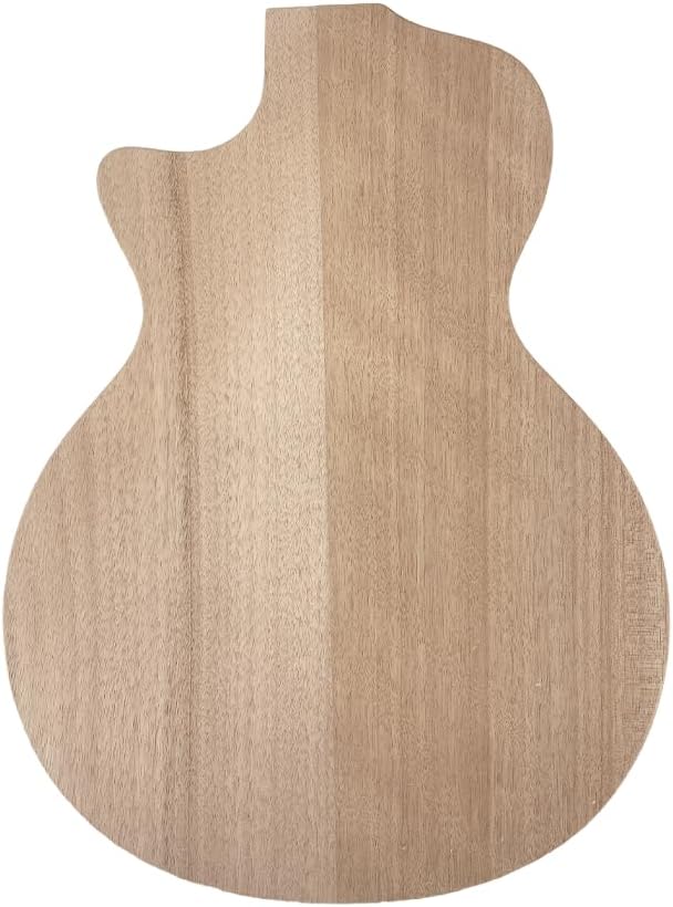 Yinfente Electric Guitar Body Mahogany +Maple Top Semi-Hollow Guitar Body Unfinished Set in Heel DIY Guitar Replacement