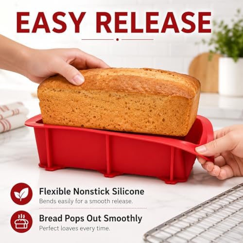 Set of Two Nonstick Loaf Pan For Homemade Bread Making,Soap, Fudge, Meatloaf and more (2 Pack Bread Mold)