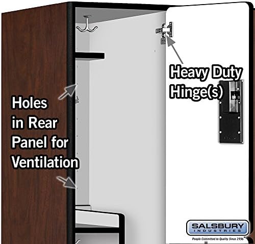 Salsbury Industries 2-Tier S-Style Extra Wide Designer Wood Locker with Three Wide Storage Units, 6-Feet High by 24-Inch Deep, Mahogany