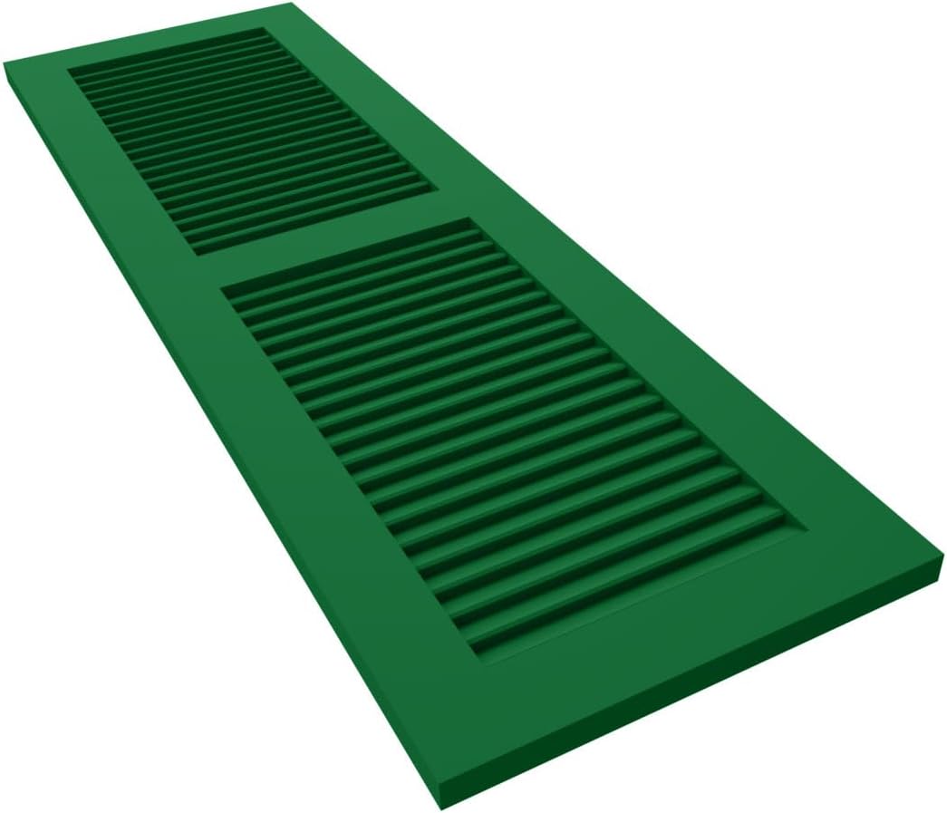 18"W x 60"H True Fit PVC Two Equal Louver Shutters, Unfinished (Per Pair - Hardware Not Included)