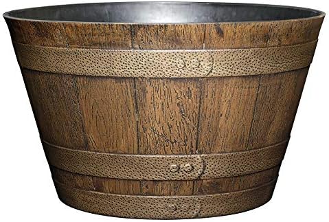 Whiskey Barrel Planter, 20.5", Distressed Oak