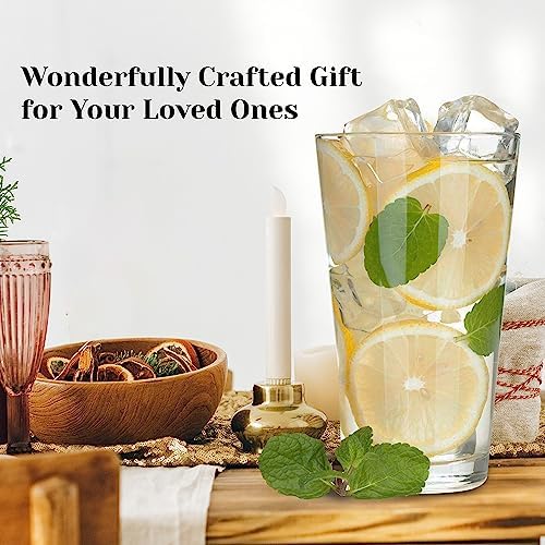 Pint Glasses Set of 6 - 16 oz Drinking Glasses Made for Cold Beverages - 16 oz Mixing Glass & Highball Set of 6 for Homes