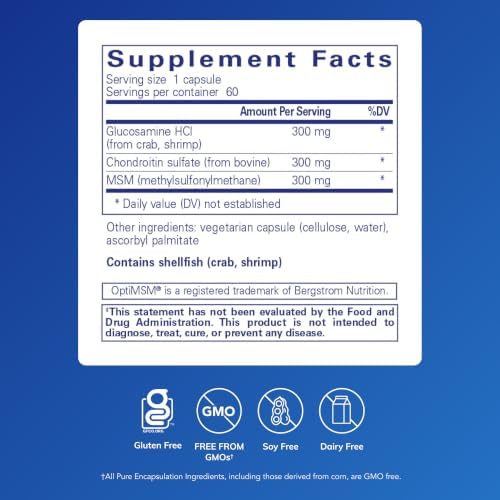 Pure Encapsulations Glucosamine Chondroitin with MSM - Supports Joint Health & Normal Cartilage Formation* - Maintains Enzyme Activity - Gluten-Free & Non-GMO - 60 Capsules | Supports Joint Health and Normal Cartilage Formation*, Maintains Enzyme Activit…