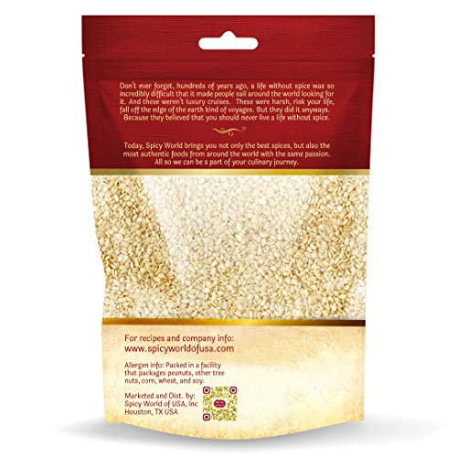 Spicy World White Sesame Seeds 5 Pound Bulk Bag - Hulled Till