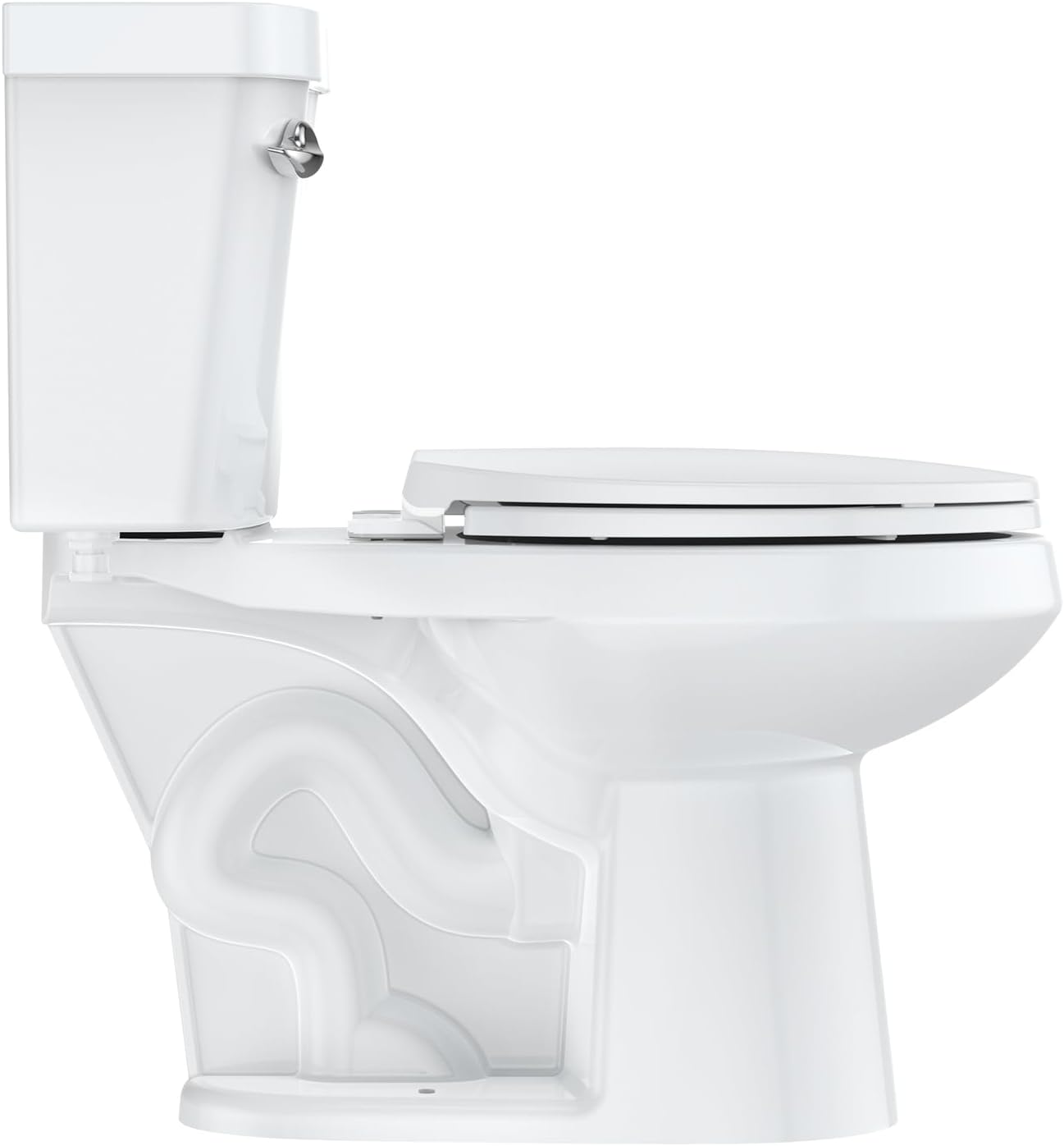Two-Piece Toilets for Bathrooms, Comfort ADA Toilet with 19" Height, Elongated with Soft Close Seat, Power Flush 1.28 GPF