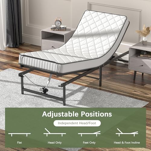Adjustable Bed Frame Twin XL Electric Adjustable Bed Base | Head & Foot Incline, Ultra Quiet Motor, Remote Control, Fits Most Mattresses, Reduces Snoring & Boosts Circulation