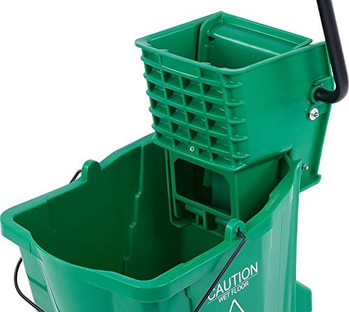 Carlisle FoodService Products 26 Qt Mop Bucket with Side Wringer, Yellow | 18.5 x 16.5 x 16.5 Inches, 34.25-Inch Handle Height, 50,000-Cycle Wringer, Non-Marking Casters, Assembly Required