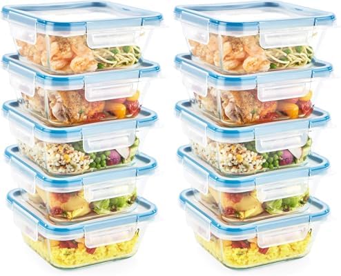 Snapware Glass Total Solutions (12-Pack) Food Storage Containers Set | Airtight & leakproof plastic locking BPA-free lids, freezer, dishwasher, microwave safe