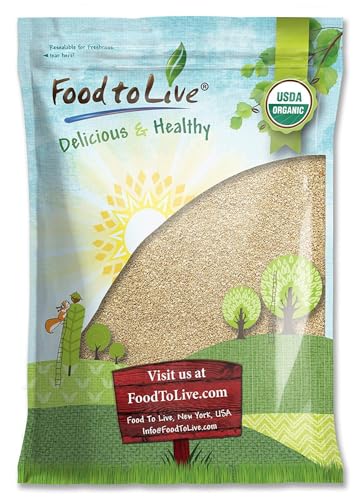 Food to Live Organic Hulled Sesame Seeds, 2 Pounds – Whole Raw White Sesame Seeds, Non-GMO, Kosher, Vegan, Unroasted, Bulk. High in Iron, and Calcium. Perfect for Tahini Paste, Stir-fries, and Salads.