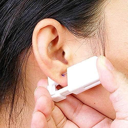 XUKEKOY 2 Pack Self Ear Piercing Gun Earring Disposable Piercing Kit No Pain Easy Use Ear Piercing Gun Kit Tool with Stud (White)