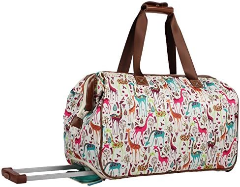 Lily Bloom Pattern 22 Inch Duffel Bag with 2-Rolling Wheels, Weekender Overnight Travel Lightweight Carry-On Suitcase For Women