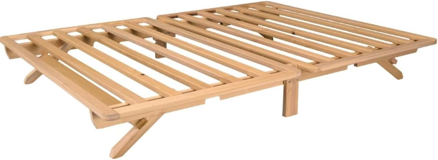 Fold Platform Bed - Queen Bed Frame - Unfinished Wood Bed Frame - Foldable Bed Queen - Natural, Minimalist Bed - Easy Assembly, No Box Spring Needed - Solid Wood Fold Up Queen Platform Bed