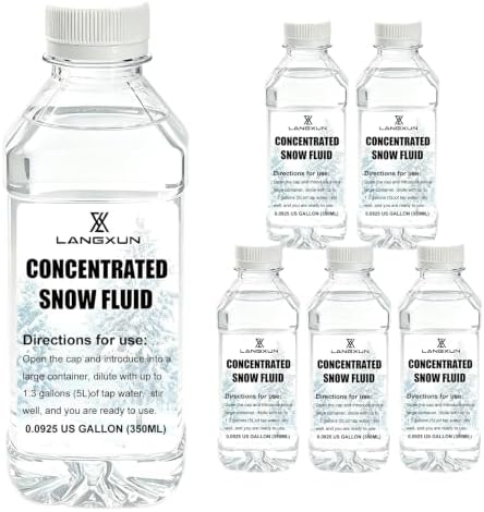 LANGXUN Flakes Snow Machine Fluid, 5 Bottles Concentrated Snow Fluid With 1pcs 1.32 gallon diluted storage bag