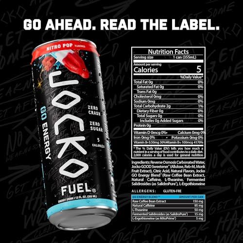 Jocko Fuel GO Energy Drinks, Sour Apple, 12 oz | 12 Pack