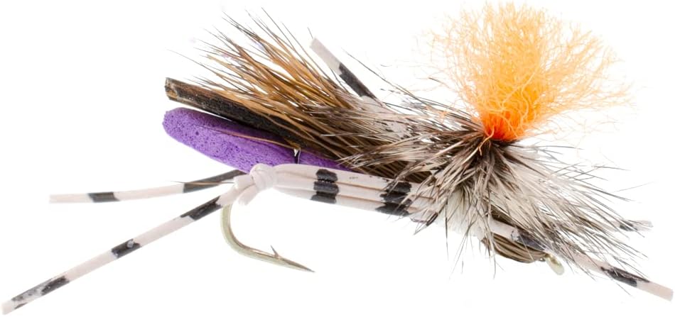 The Fly Fishing Place High Visibility Feth Grasshopper Dry Fly Collection Trout Fly Assortment - 1 Dozen Flies
