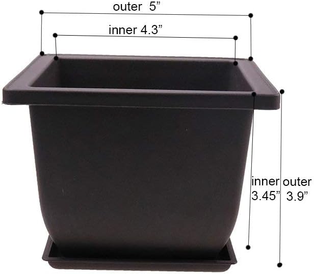MUZHI 6PCS/Pack Retro Style Basin Plastic Flower Pot 6.5 Inch Flower Bonsai Tree Plant Bowl Nursery Pots Maceta Cuadrada Simulational Purple Sands Pots with Tray Rectangle Small