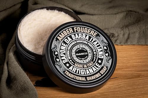 Goodfellas' Smile Amber Fougere Shaving Soap, Made in Italy | Builds Dense, Cushioning Lather For Smooth Razor Glide, Scented With Lavender