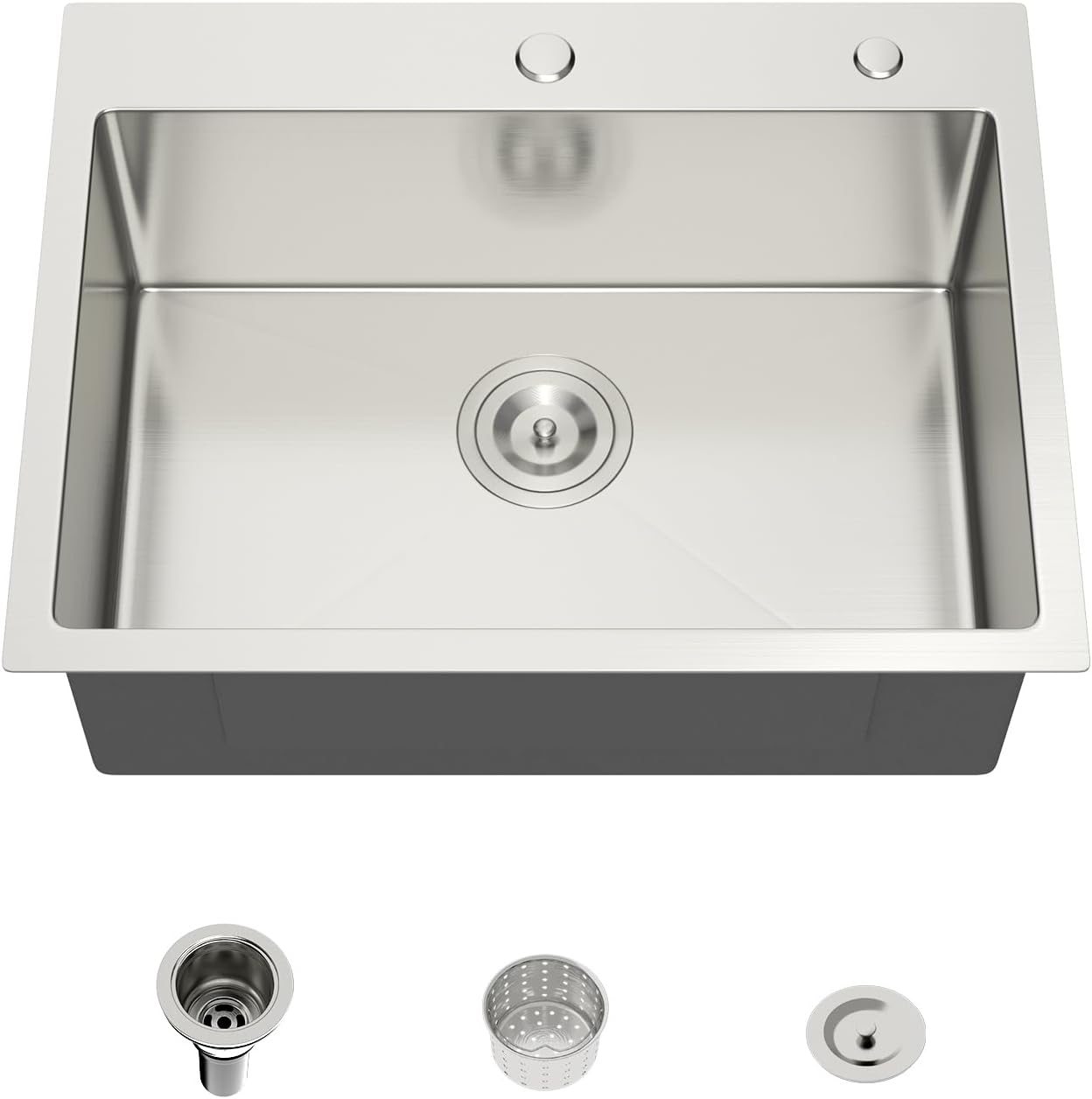 Mocoloo 13 Inch Drop in Bar Sink - 13" x 15" Small Kitchen Sink T304 Stainless Steel Handmade Single Bowl Round Corner Topmount Wet Bar Sink for