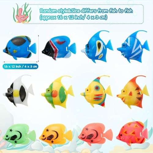Weewooday 20 Pcs Artificial Moving Fishes Plastic, Random Fish