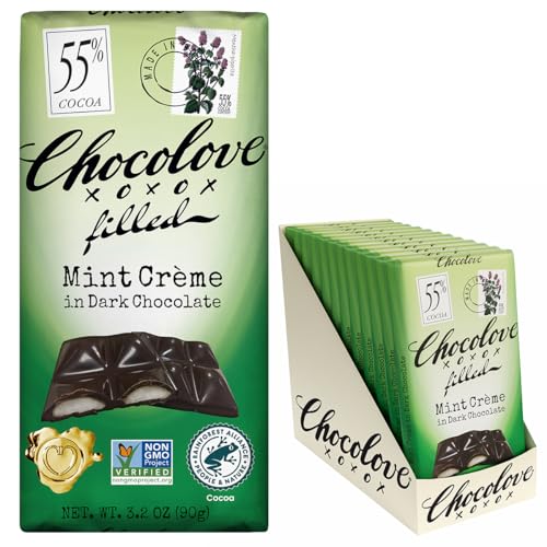 Chocolove Salted Caramel Chocolate Bars | 55% Cocoa | Silky Caramel with a Hint of Salt | Made with Premium Chocolate | Non-GMO, & Gluten-Free, 3.2 oz Bar (10 Pack)