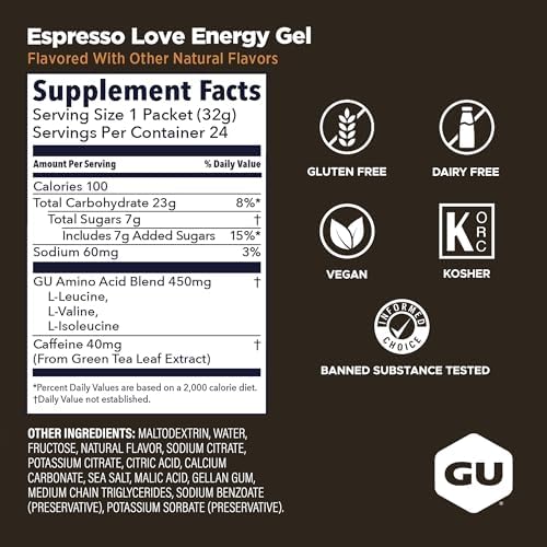 GU Energy, Original Energy Gels, Espresso Love - 24 Count