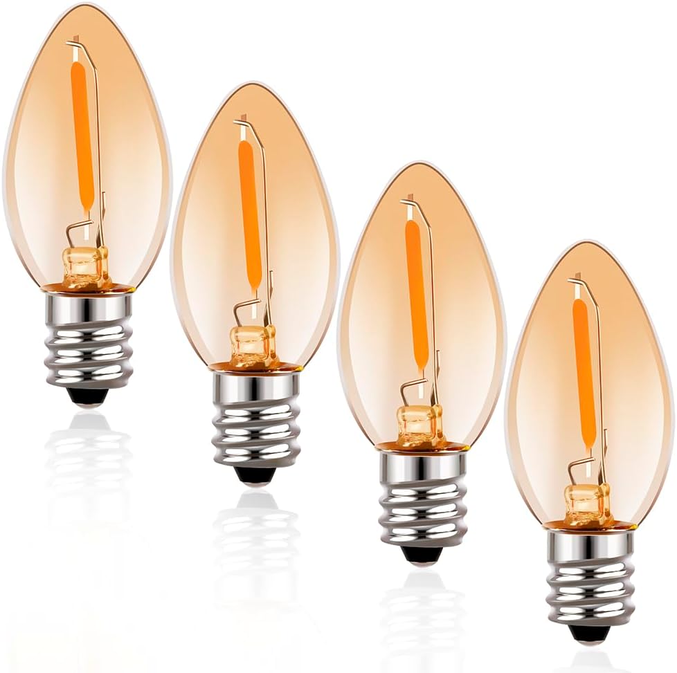 Emotionlite C7 LED Candelabra Bulbs, E12 Base, Warm White 2700K, 4 Pack | lear LED chandelier bulbs, 4W/5W/6W/7W incandescent equivalent with E12 candelabra base