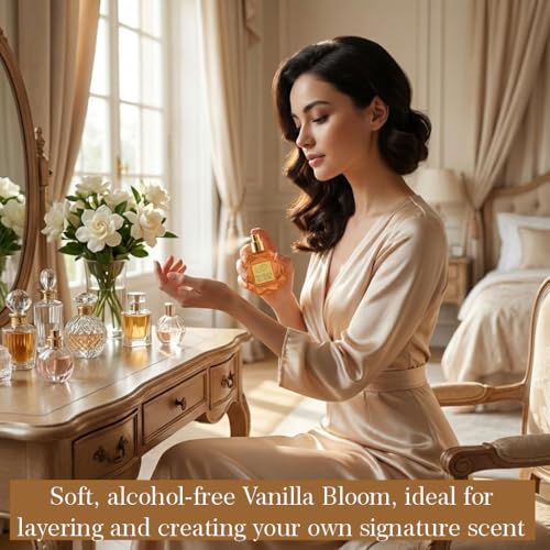 Vanilla Bloom | Roll on Perfumes for Women & Men | Alcohol-free Vanilla Perfume Oil | Travel Size Long Lasting Fragrance | 6ml Roller