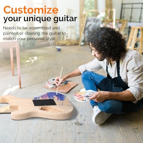 Glarry DIY Electric Guitar Kit, 6 Strings, Mahogany Wood Body, Maple Neck, Beginner, All Components Included, Build Your Own Guitar (GST)
