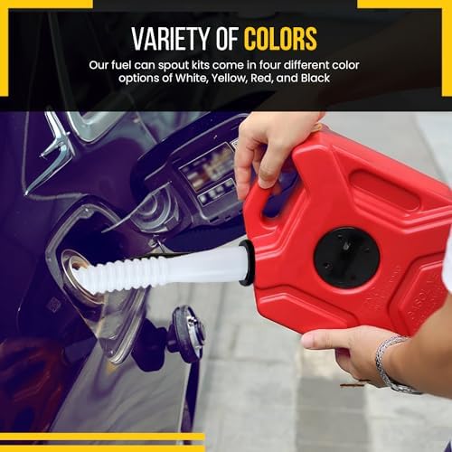 Universal Gas Can Spout Replacement, Gas Can Nozzle with Gasket, Stopper, Collar Caps (Black and Yellow) & gas can vent caps, Pack of 3