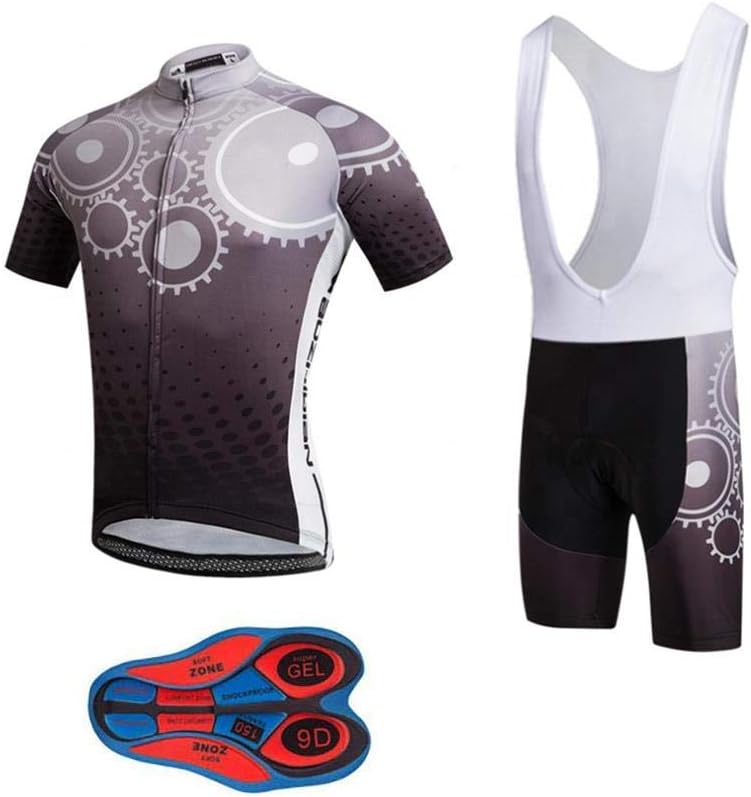 Men's Quick-Dry Cycling Jersey Set Road Bike Bicycle Shirt + Bib Shorts with 9D Gel Pad MTB Riding Clothing Kit