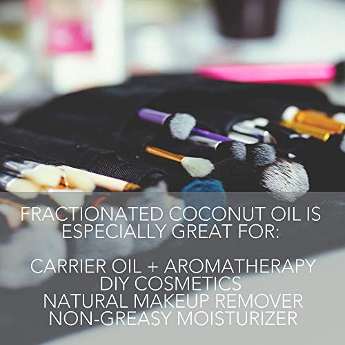 Organic Fractionated Coconut Oil, Carrier Oil with Dropper, 4 fl oz | Palm oil free liquid MCT for diluting essential oils, use on skin, hair, nails