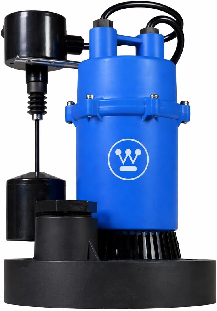 Westinghouse Sump Pump 1/2 HP 69 GPM Submersible Water Pump Thermoplastic Portable Utility Pump High Flow Water Removal for Swimming Pool Garden Pond Basement Window Wells with 10ft Long Power Cord
